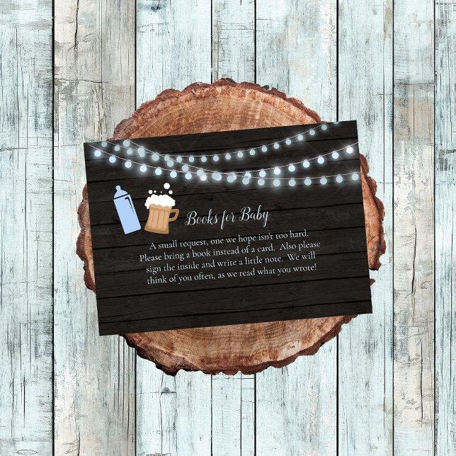 Baby Is Brewing Blue Baby Shower Books For Baby Enclosure Card (Creator Uploaded)