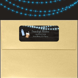 Baby Is Brewing Blue Baby Shower Return Address Label