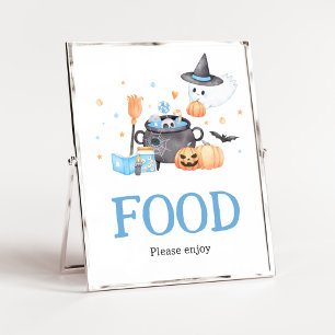 Baby is Brewing Blue Halloween Baby Shower Food Poster
