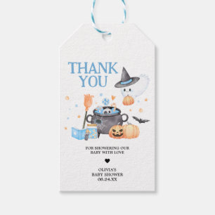 Baby is Brewing Blue Halloween Favour Tags