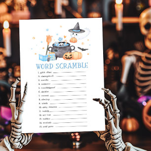 Baby is Brewing Blue Halloween Word Scramble Game
