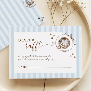 Baby Is Brewing Blue Stripes Diaper Raffle Card