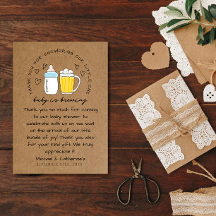 Baby Is Brewing Bottle Beer Glass Baby Shower Thank You Card