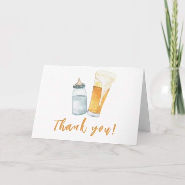 Baby is Brewing Bottle Beer Thank you Card (Front)