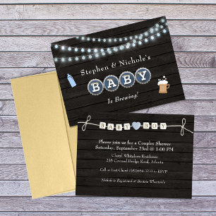 Baby Is Brewing Boy Couple's Baby Shower Invitation