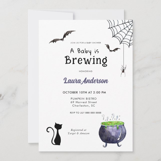 Baby is Brewing Cauldron Baby shower Invitation (Front)