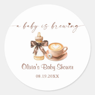 Baby Is Brewing Coffee Baby Shower Classic Round Sticker