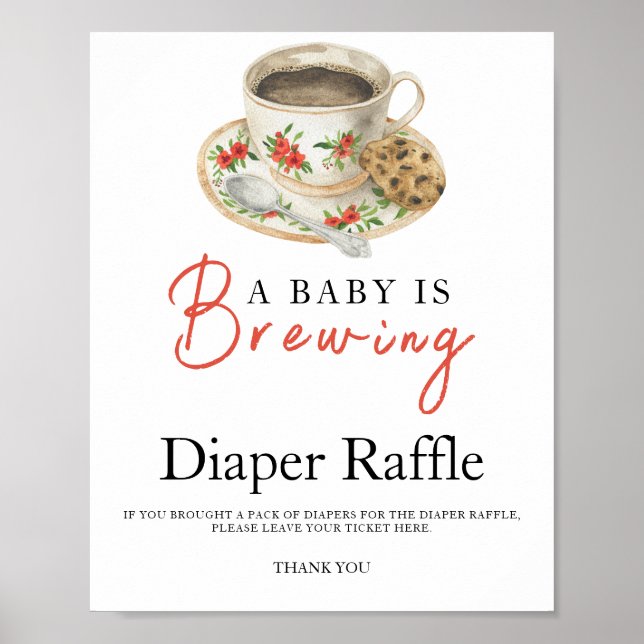 Baby is brewing coffee baby shower diaper raffle  poster (Front)