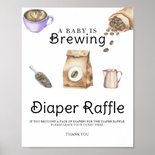 Baby is brewing coffee baby shower diaper raffle  poster