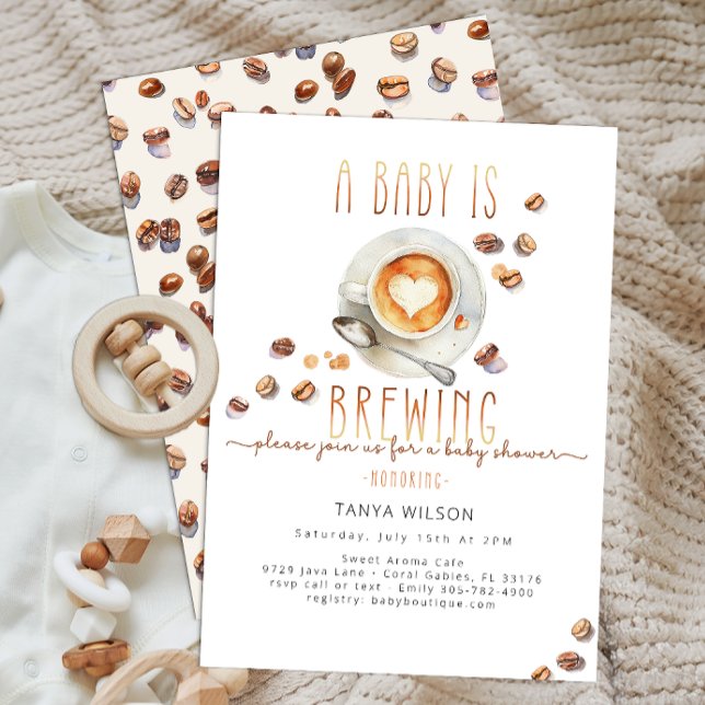 Baby Is Brewing Coffee Baby Shower | Editable  Invitation (A Baby Is Brewing Baby Shower)