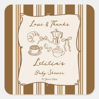 Baby is brewing coffee baby shower favor square sticker