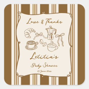 Baby is brewing coffee baby shower favour square sticker