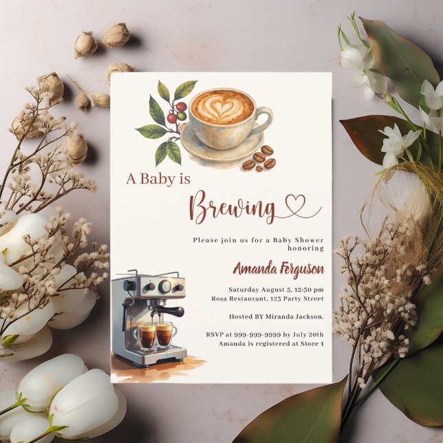 Baby is Brewing coffee Baby Shower Invitation (Creator Uploaded)