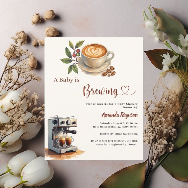 Baby is Brewing coffee Baby Shower invitation (Creator Uploaded)