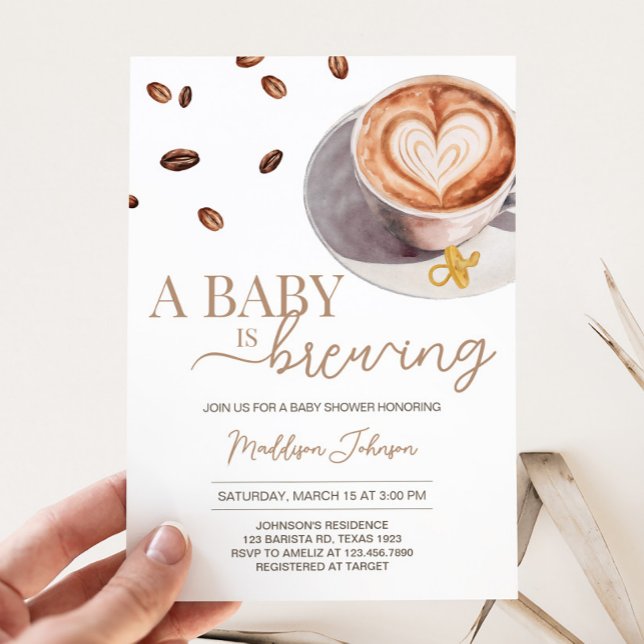 Baby is Brewing Coffee Baby Shower Invitation (Coffee Bean Baby is Brewing Baby Shower Invitation )