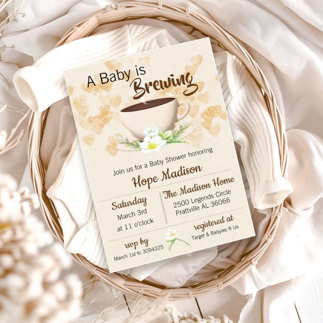 Baby is Brewing Coffee  Baby Shower Invitation (Creator Uploaded)