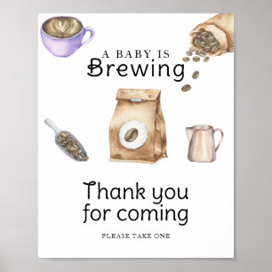 Baby is brewing coffee baby shower Thanks Poster
