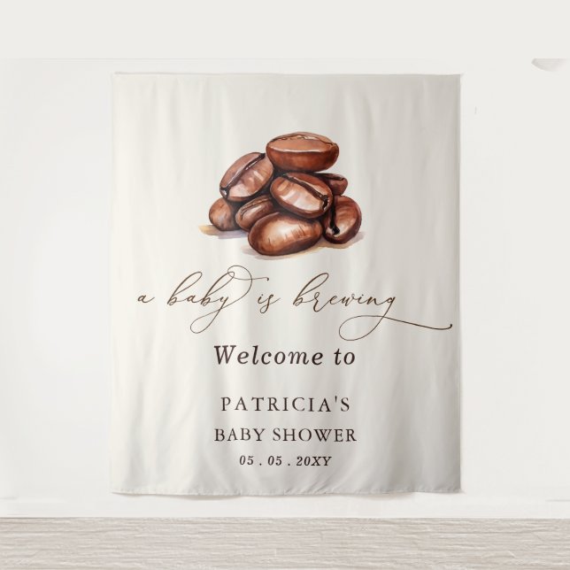Baby is Brewing Coffee Baby Shower Welcome Sign Tapestry (Front)