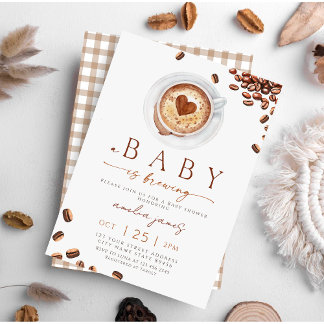 Baby Is Brewing Coffee Bean Baby Shower Invitation