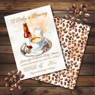 Baby is brewing coffee beer baby bottle shower invitation
