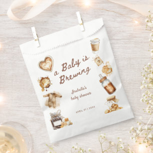 Baby Is Brewing Coffee Brown Baby Shower Favour Bag