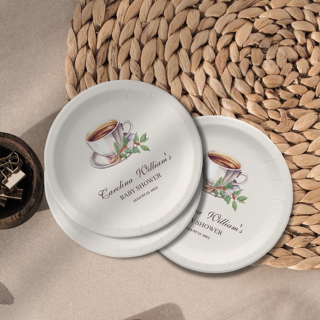 Baby is Brewing Coffee brown Baby Shower Paper Plate (Creator Uploaded)