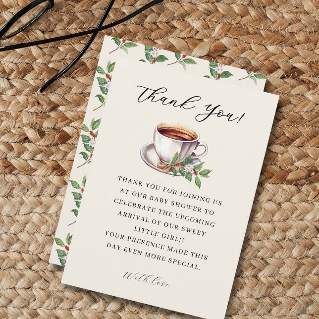 Baby is Brewing Coffee brown Baby Shower Thank You Card (Creator Uploaded)
