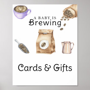 Baby is brewing coffee Cards and gifts baby shower Poster