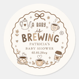Baby is Brewing Coffee Gender Neutral Baby Shower Classic Round Sticker