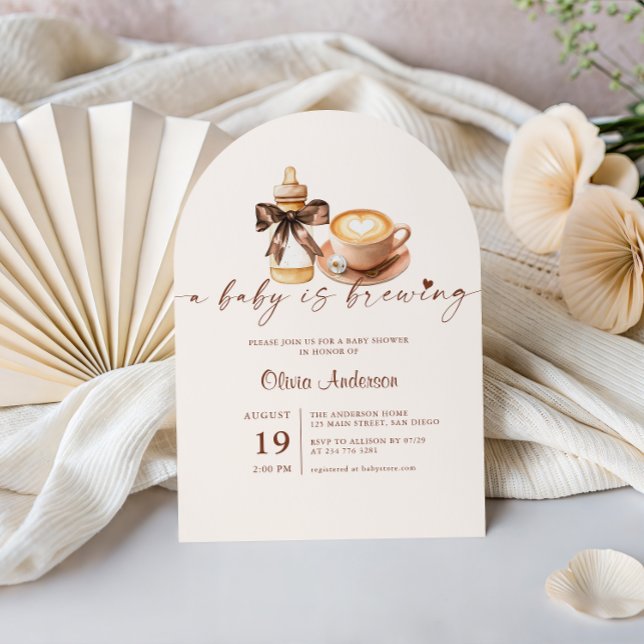 Baby Is Brewing Coffee Gender Neutral Baby Shower Invitation (Creator Uploaded)
