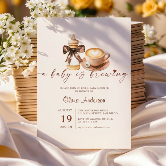 Baby Is Brewing Coffee Gender Neutral Baby Shower Invitation (Creator Uploaded)