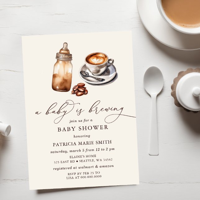 Baby is Brewing Coffee Gender Neutral Baby Shower Invitation (Baby is Brewing Coffee Gender Neutral Baby Shower Invitation)