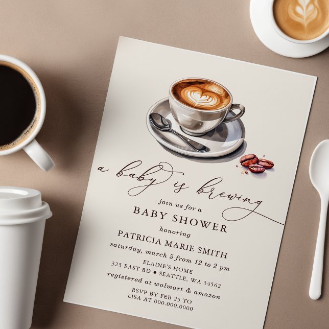 Baby is Brewing Coffee Gender Neutral Baby Shower Invitation (Baby is Brewing Coffee Gender Neutral Baby Shower Invitation)