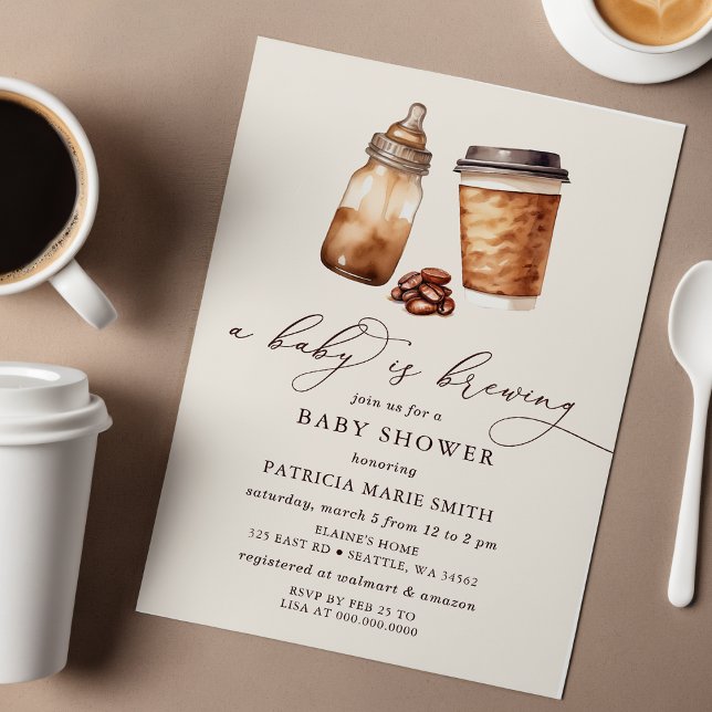 Baby is Brewing Coffee Gender Neutral Baby Shower Invitation (Baby is Brewing Coffee Gender Neutral Baby Shower Invitation)