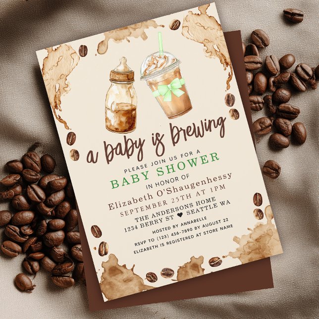 Baby is Brewing Coffee Gender Neutral Baby Shower  Invitation (Creator Uploaded)