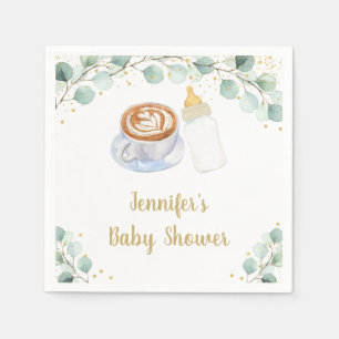 Baby Is Brewing Coffee Greenery Baby Shower Napkin