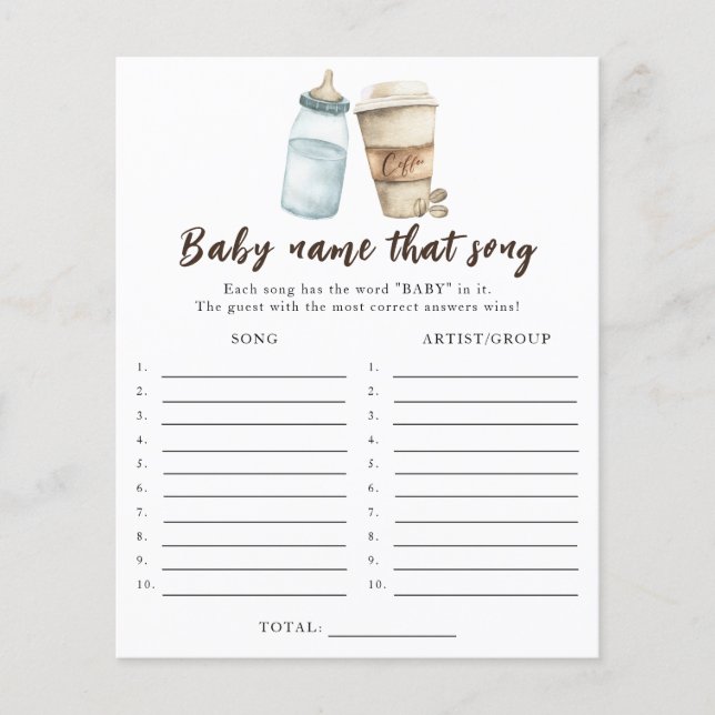 Baby is brewing coffee - Name that song game (Front)