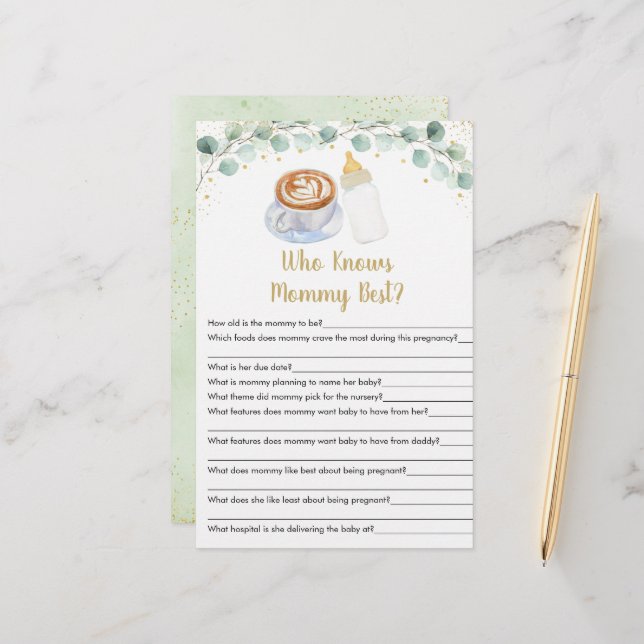 Baby Is Brewing Coffee Who Knows Mummy Best Game (Front/Back In Situ)