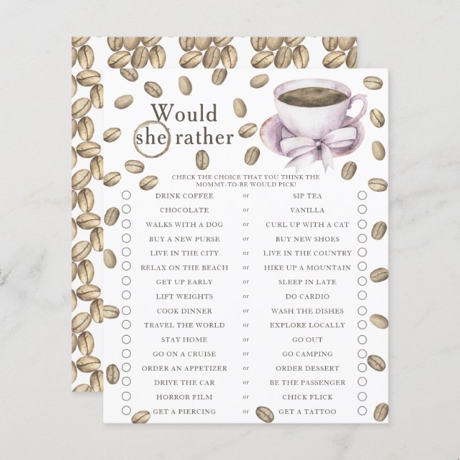 Baby is brewing coffee Would she rather (Front/Back)