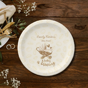 Baby is Brewing Cute Pram Baby Shower Plates