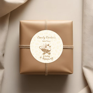 Baby is Brewing Cute Pram Baby Shower Thank You Classic Round Sticker