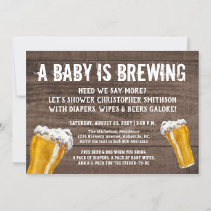 Baby Is Brewing Dad's Guy's Diaper Shower Invitation