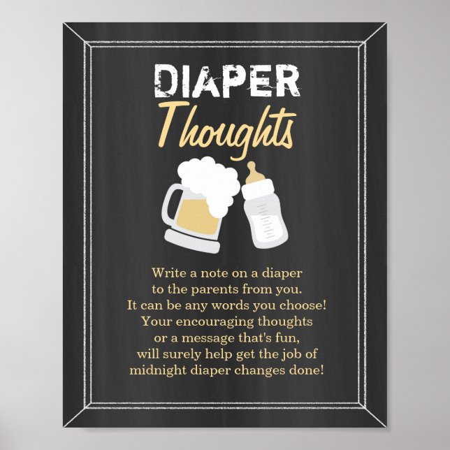 "Baby Is Brewing" Diaper Thoughts Poster (Front)