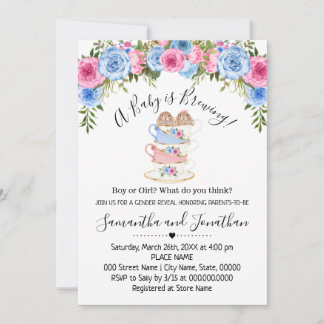 Baby is Brewing Easter Gender Reveal Tea invite