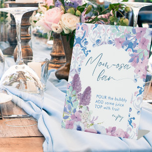 Baby is brewing floral Baby Shower Mimosa bar Pedestal Sign