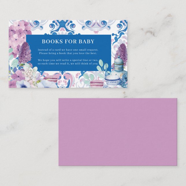 Baby is brewing floral tea party Baby Shower   Enclosure Card (Front/Back)