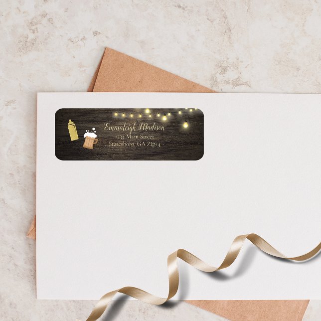 Baby Is Brewing Gold Baby Shower Return Address Label (Creator Uploaded)