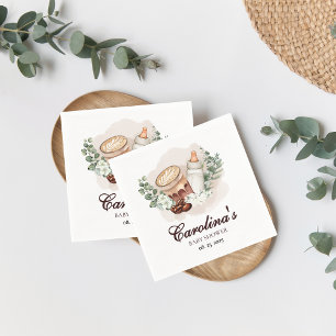 Baby is Brewing greenery Coffee Baby Shower Napkin