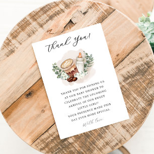 Baby is Brewing greenery Coffee Baby Shower Thank You Card