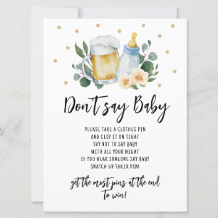 Baby Is Brewing Greenery Don't Say Baby Game Invitation